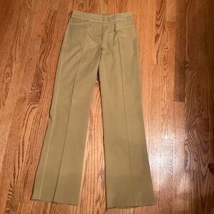 St. Emile Trousers with Stitching Detail, Tan, Front Zip, Side Pockets, Sz 4